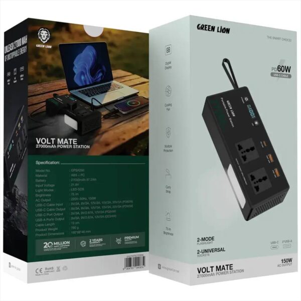 پاور بانک گرین لاین مدل Volt Mate ظرفیت 27000 میلی‌آمپر ساعت