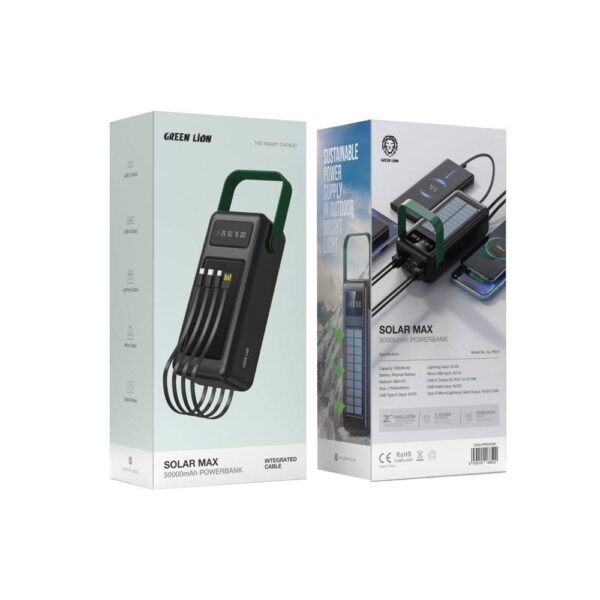 پاوربانک گرین لاین مدل Solar Max ظرفیت 50000 میلی‌آمپر ساعت