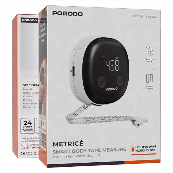 متر ورزشی هوشمند بدن پرودو Porodo مدل PDER30WH (نواری)
