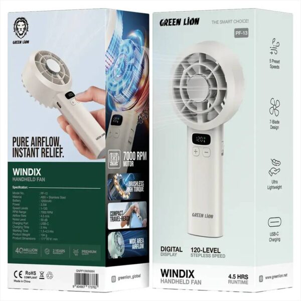 پنکه شارژی ویندیکس گرین لاین | فن قابل حمل Green Lion Windix با باتری قدرتمند